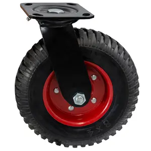 8 Inch Caster Wheels, Swivel Wheels, Rubber Casters, Large, for Cart, Heavy Duty, Outdoor, Off Road, Offroad,  Terrain, Flat Free Tire, No Flat, Industrial, Castor, , Utility Cart
