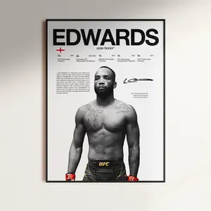 Leon Edwards Poster, UFC Wall Print, MMA  Fighter Poster, Gym Poster, UFC Fan Room Decor, Gift for Him, ufc Champion