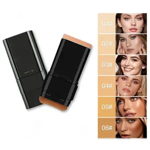 6-color Dual -Ended Concealer Foundation Stick, 2-in-1 Long-Lasting Foundation and Concealer with Brush, Creamy Full Coverage for Dark Circles & Blemishes,  2.09 Oz