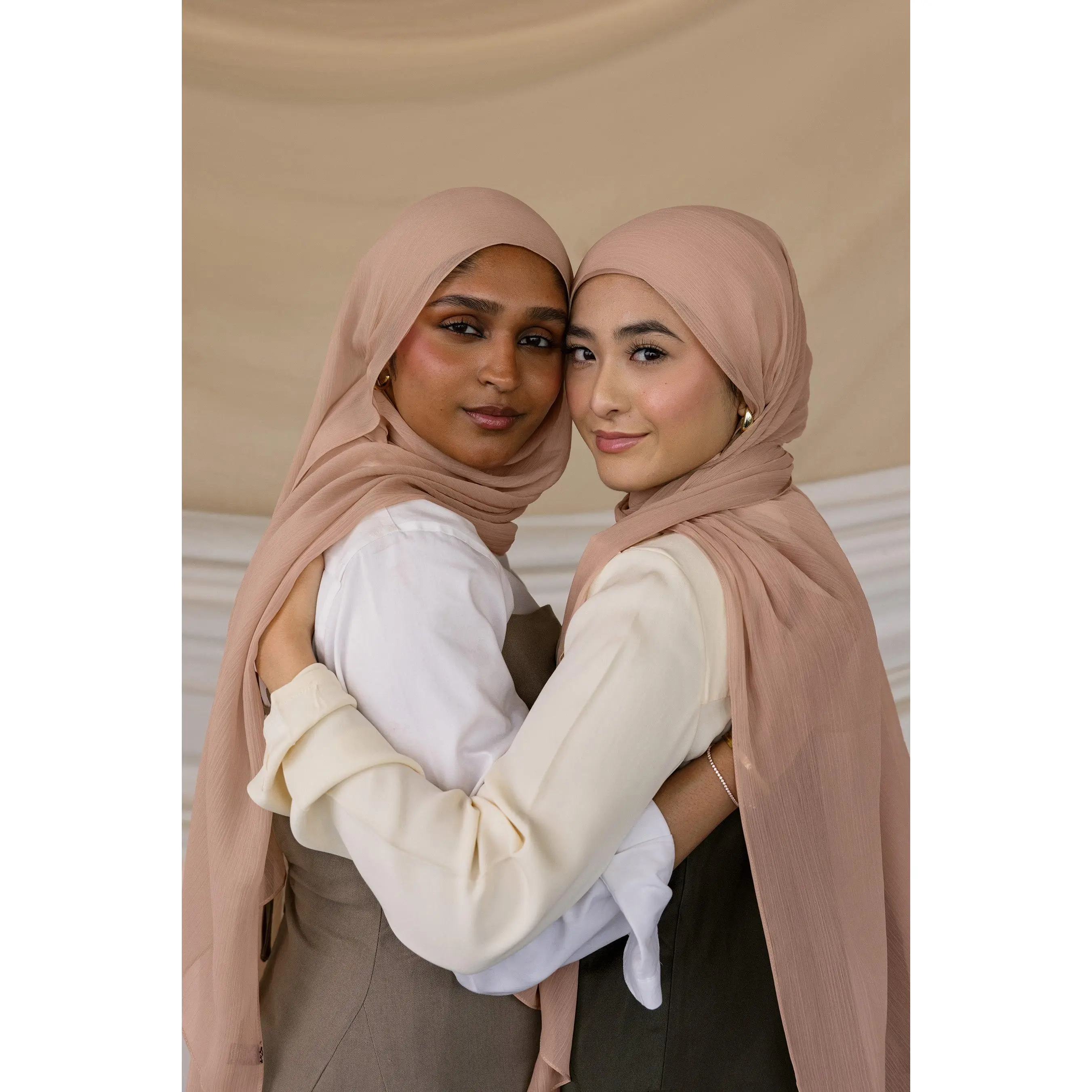 VELA Honey Amber Square Hijab - Crinkle Chiffon Scarf with Effortless Wear, Incredibly Soft Texture, No-Slip Design; Hand Wash Only for Versatile Polished Look