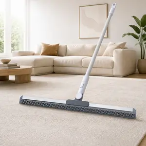 4-in-1 Long-Handled Adjustable Squeegee Mop Broom - High-Density Silicone Pet Hair Remover, Retractable 180° Rotatable, Streak-Free Home Care Supplies for Carpet & Bathroom Floor, Holiday Gifts, Long-Handled Adjustable Brooms, Squeegee Mop Brooms
