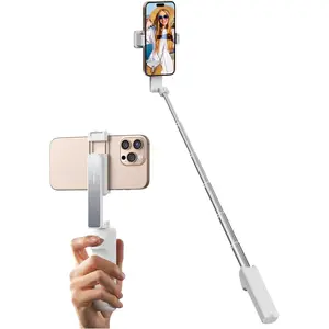 Ultra Mini Selfie Stick for , Extendable  Portable Selfie Stick with Remote, Compact Phone Selfie Sticks Compatible with 4-7" Phones for Vlog/Video Record/Live Stream (White)