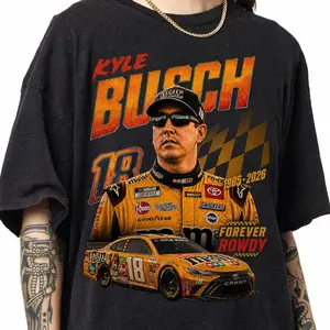 Kyle Busch Racing Shirt, NASCAR Fan Tee, Vintage Race Car Graphic Shirt, Rowdy 18 Motorsport Tee, Racing Lover Gift For Him