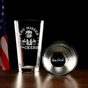 Engraved Trump You Missed Pint Glass, Etched 45 47 Trump Beer Glass Gift for Men