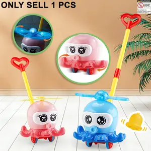 Fun Octopus Push Car Toy with Lights and Bell Sound, Rotating Propeller Walker Toy for Kids Aged 3+, Perfect Birthday and Holiday Gift