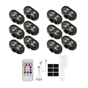 Upgraded 4LEDs Wireless LED Lights with Remote Control,Type-C Rechargeable Led Lights Anti Collision Light for Car Motorcycle Bike Led Dashboard,Led Backlights,e bikes,dirt bikes