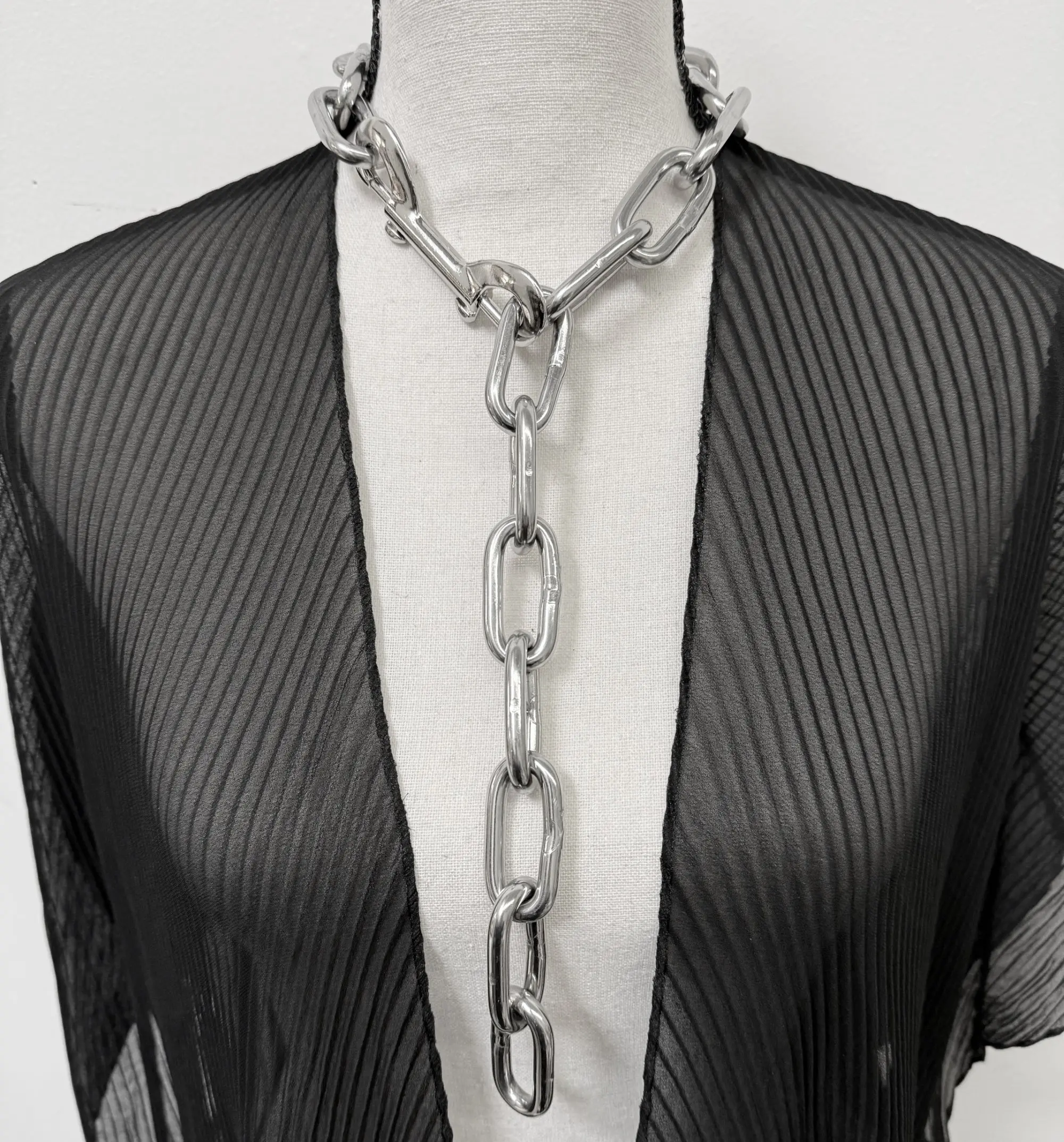 Annihilate Long Chain Necklace, 24" Drop Adjust, 3.5" Clip Lets You Fine-Tune Length, Stainless Steel Casual Costume Jewelry Accessory