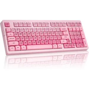 ZORNHER ZH980 95% Illuminated Mechanical Keyboard with Number Pad, Cute Jelly MOA Profile Custom Keycaps, Creamy Linear Switches, Hot Swappable RGB Backlit, Ergonomic Pink Keyboard for Typing Enthusiasts, Father's Day Gift Idea, Ergonomic Keyboards