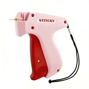 Quick Clothing Fixer Stitch Gun - No-Sew Handheld Micro Stitching Tool for Clothes & Hemming, Includes 2000 Fasteners & 6 Needles, Pink Emergency Sewing Kit