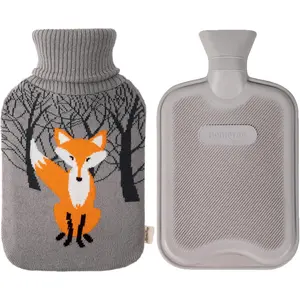 HomeTop Premium Classic Rubber Hot Water Bottle with Cute Fox Knit Cover
