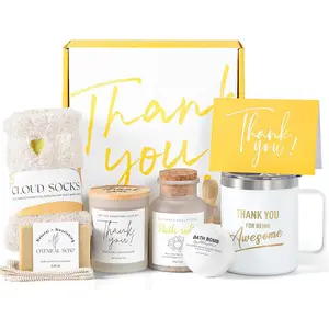 Thank You Gifts for Women, 8pcs Employee Appreciation Gifts Baskets for Women Thank You Farewell Gifts for Coworkers Teacher Boss Hostess Secretary Nurse Mom Pastor- Best Spa Gratitude Box w/Candle