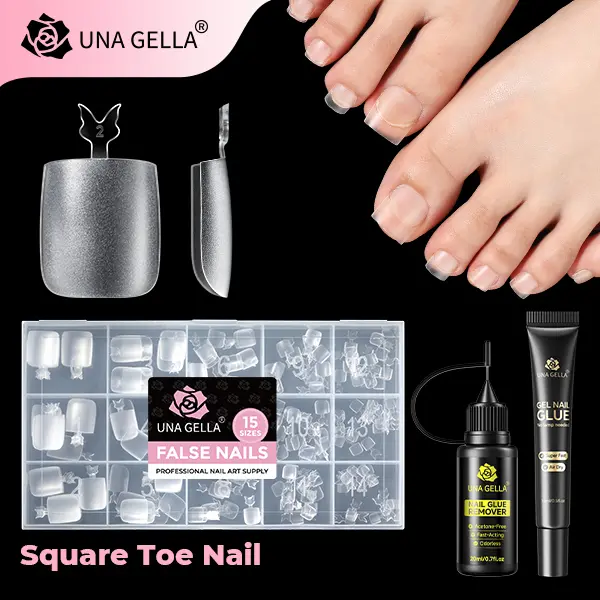 Square Toe Nail+15ml Air Dry Gel Nail Glue+20ml Nail Glue Remover