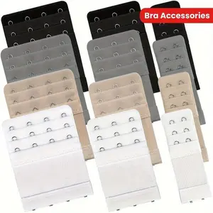 12 Elastic Bra Hooks, Bra Extenders, 2/3/4 Hooks, Bra Adjusters, Back Hooks, Bra Extension Hooks Adjustable Strap Skinny Womenswear