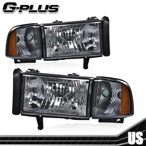 G-PLUS Pair Set Replacement Car Lights - Front Lamp Assembly for 1994-2002 Dodge Ram 1500, 2500, 3500, Driver Side, Vehicle-Specific Fit, Replacement Car Light, Plug-N-Pay
