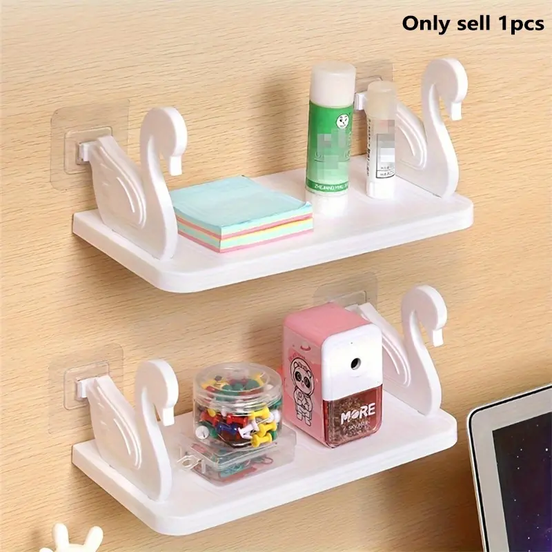 Swan-Shaped Wall-Mounted Organizer — A High-Capacity Storage Solution with Space Saving Design, Wall Hooks and Decorative Hooks for Kitchen and Bathroom Essentials, Perfect for Home Decor and Organization, Mounted Shelf