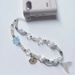 2026 New Handmade Resin Bead Mermaid Tail Short Chain - 1pc Fish Tail Mobile Phone Lanyard, Sports & Outdoor Accessory for Mobile/Smartphone/Cellphone Case Decoration, DIY Pendant
