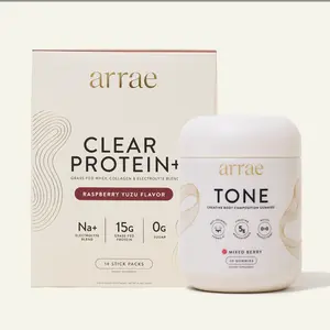 Arrae Protein & Sculpt Duo | 15g Grass Fed Whey, Collagen, & Electrolytes Protein + Women’s Creatine Monohydrate Gummies | Gut-Friendly Formula |