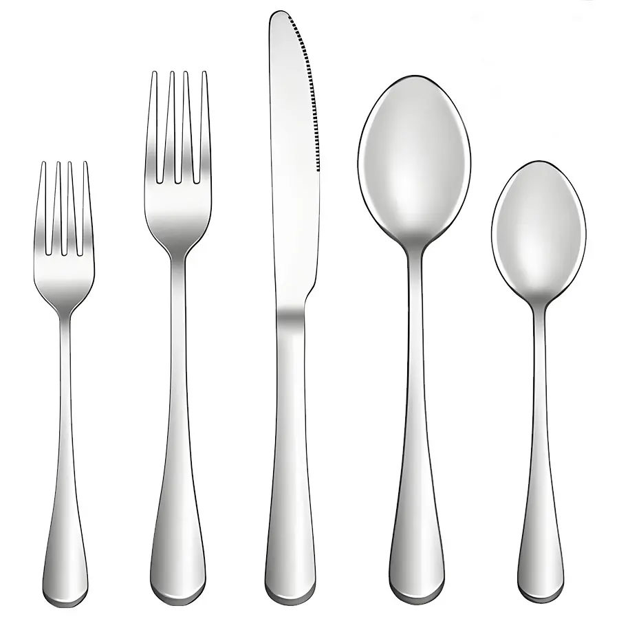 410 Stainless Steel Silverware Set (24/48pcs, Oval Shape, Modern Elegant Dinner Sets) for 4-8 Ppl, Includes Steak Knife, Salad Fork, Dessert Spoon, Dishwasher Safe Kitchen Cutlery Accessories for Home, Outdoor Use