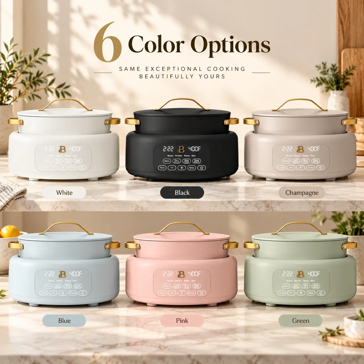 Beautiful 10 in 1 6 Qt Electric Multi Cooker with Touch Control Beautiful 10 in 1 6 Qt Electric Multi Cooker with Touch Control