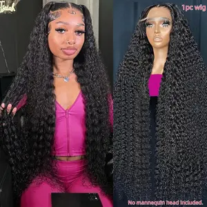 30 Inch Medium Part Small Curl Long Wavy Front Lace Wig, High-Quality Transparent Deep Wave Lace Front Wig, Pre-Styled Curly Lace Front Wig