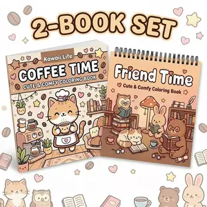 2pcs Adult Coloring Books - Friendship & Coffee Time Theme - 56 Pages of High-Quality Super-Sensitive Paper with Clear Lines - Beginner-Friendly Vibrant Illustrations for Fun Painting Activities - Perfect Gift for Easter, Birthdays, and Valentine's Day