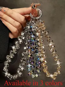 Luxury Imitation Crystal Beaded Keychain, Universal Phone Case Handheld Chain, Car Key Ring and Card Keychain Accessory