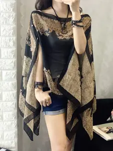 Women's Minimalist Temperament Floral Pattern Chiffon Scarf, Casual Elegant Shawl for Summer, Fashion Accessories for Daily Outfit Decor, Boho Style Shawl