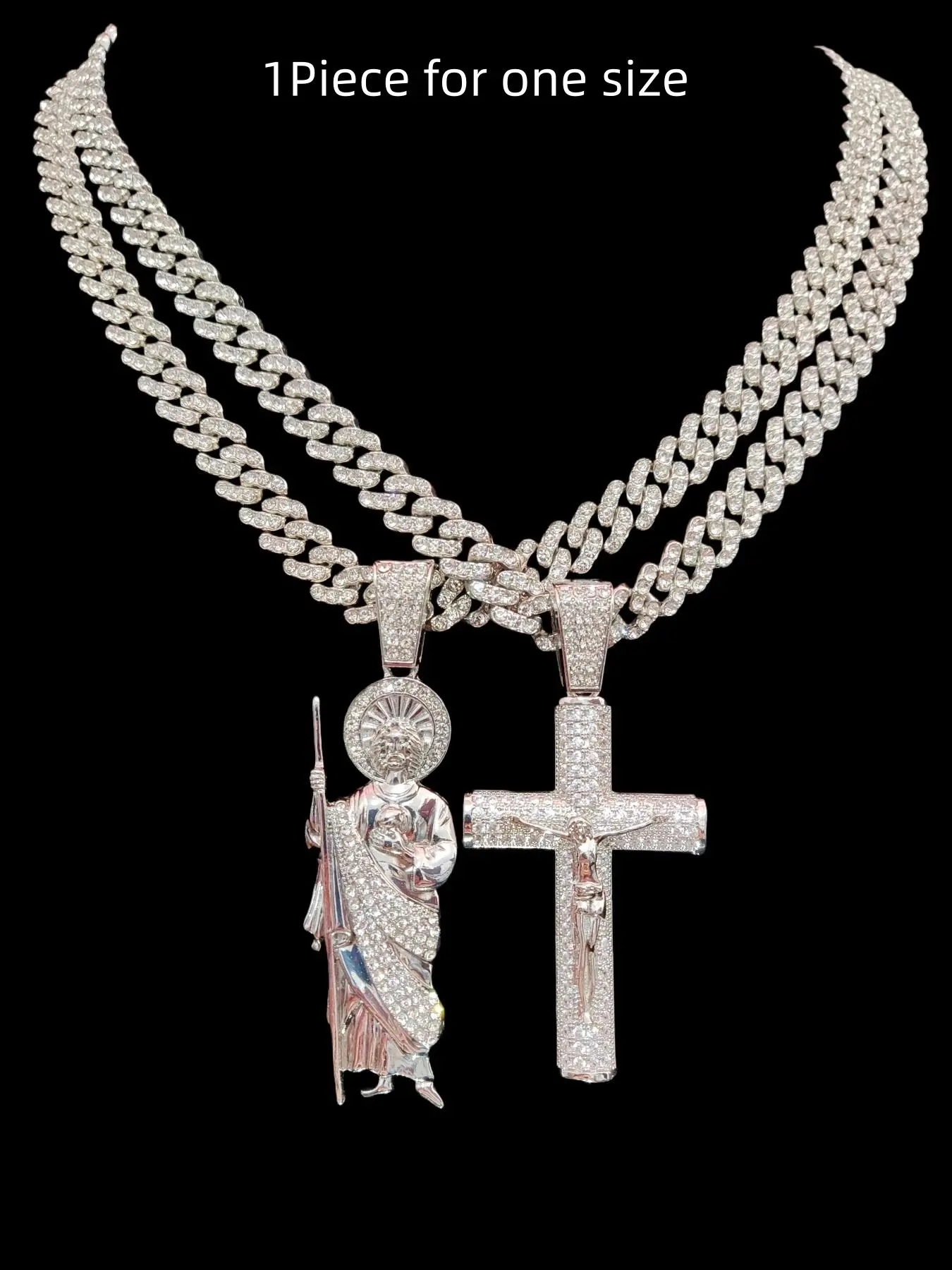 2 Style For Choose Men Hip Hop Cross Jesus & Saint Jude Pendant Necklace, Fashion Vintage Chain Jewelry, Daily Wear or Party, Valentine Gift, Cross Charm Necklace, Religious Jewelry Gift, Statement Religious Necklace, Faith Necklace