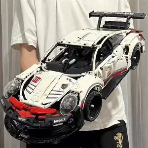 【1:10 50cm/19.7in】Technic Race Car Model Building Kit Advanced Replica Exclusive Collectible Set Gift for Kids Boys & Girls Aerodynamic Bodywork Black Spoked Rims Working Differential