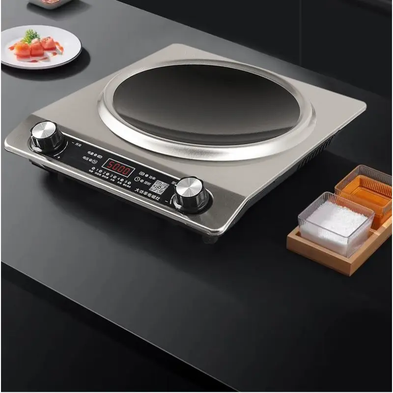 [5000W] High-Power Concave Top Induction Cooker - Sturdy 39x33cm/390x335mm, High-Efficiency Waterproof Design, Upgraded Dual Chip, Simple Control, Multicook Mode, Safety Protection Systems, for Family Meals & Cooking Beginners