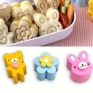 Cute Animal Shaped Sandwich Cutter, 3 Counts/set Cookie Bread Mold, Rabbit Panda Flower Bento Box Decorating Tools, Kitchen Gadgets, Baking Supplies, Cookie Cutters Home