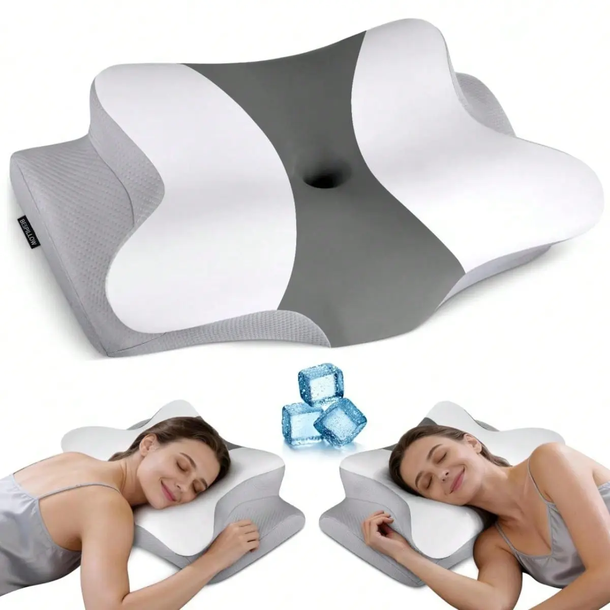 Household Essential Cooling Neck Support Pillow, Odor-Free Contoured Memory Foam Sleep Pillow With Breathable Skin-Friendly Fabric, Ergonomic Cervical Pillow Specially Designed For Side Sleepers