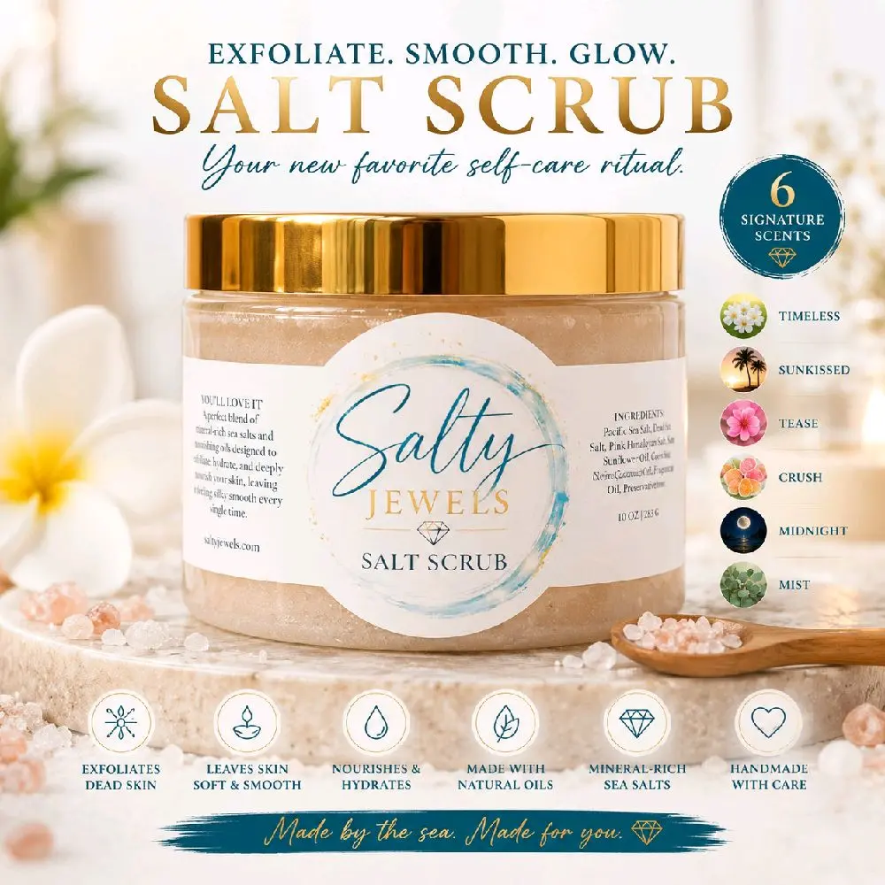 Sea Salt Body Scrub for Dry Skin | Exfoliating Salt Scrub with Dead Sea Salt | Luxury Spa Skincare