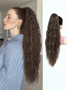 26-Inch Long Wavy Ponytail – Claw Clip Synthetic Hairpiece, Fluffy Natural Look for Women, Ideal for Daily Wear, Work & Casual Outings, Natural Fake Ponytail