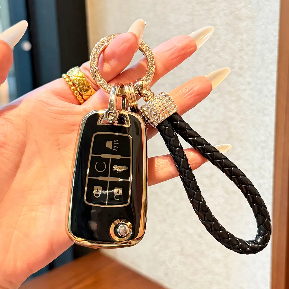 TPU Protective Key Fob Cover Case Compatible with 2010-2019 Chevy Equinox,2011-2016 Cruze Malibu Camaro Trax Impala Soni c Buick Lacrosse Regal Verano Trunk GMC Keyless Entry Key Fob