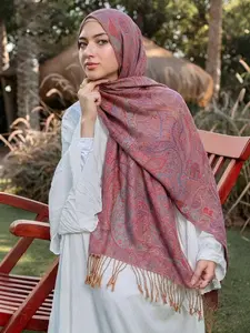 Women's Elegant Geometric Print Headscarf, Soft Breathable Hijab, Ideal for Daily Prayer, Outing, Ramadan Eid Gift