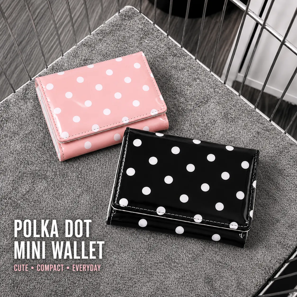 Cute Polka Dot Mini Wallet for Women, Slim Trifold Card Holder, Small Lightweight Purse for Cards, Cash, Travel & Daily Use