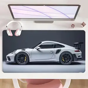 [Gaming Mouse Pad] Ultimate Large Size Made For Gaming Porsche White Car RS Design Non-Slip MousePad For Desk With Rubber Base & Stitched Edge, Gaming Accessory, Perfect For Home Office And Christmas Gift Idea