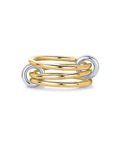 PAVOI 14K Gold Plated Interlocked Stackable Rings for Women - Statement Mixed Metals Multi Ring Stack - Cubic Zirconia Two-Toned Connected Bands Stacking Jewelry