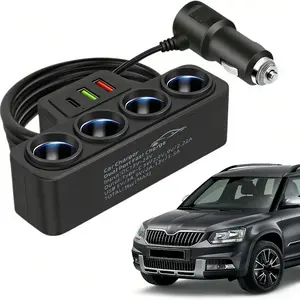 120W 4-Port Fast Car Charger 12V/24V Cigarette Lighter Splitter with Quick Charge 3.0 – Safe Charging for iPhone Samsung Tablet GPS & More