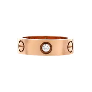 Pre-owned Cartier Love 3 Diamonds Band Ring 18K Rose Gold with Diamonds by Rebag