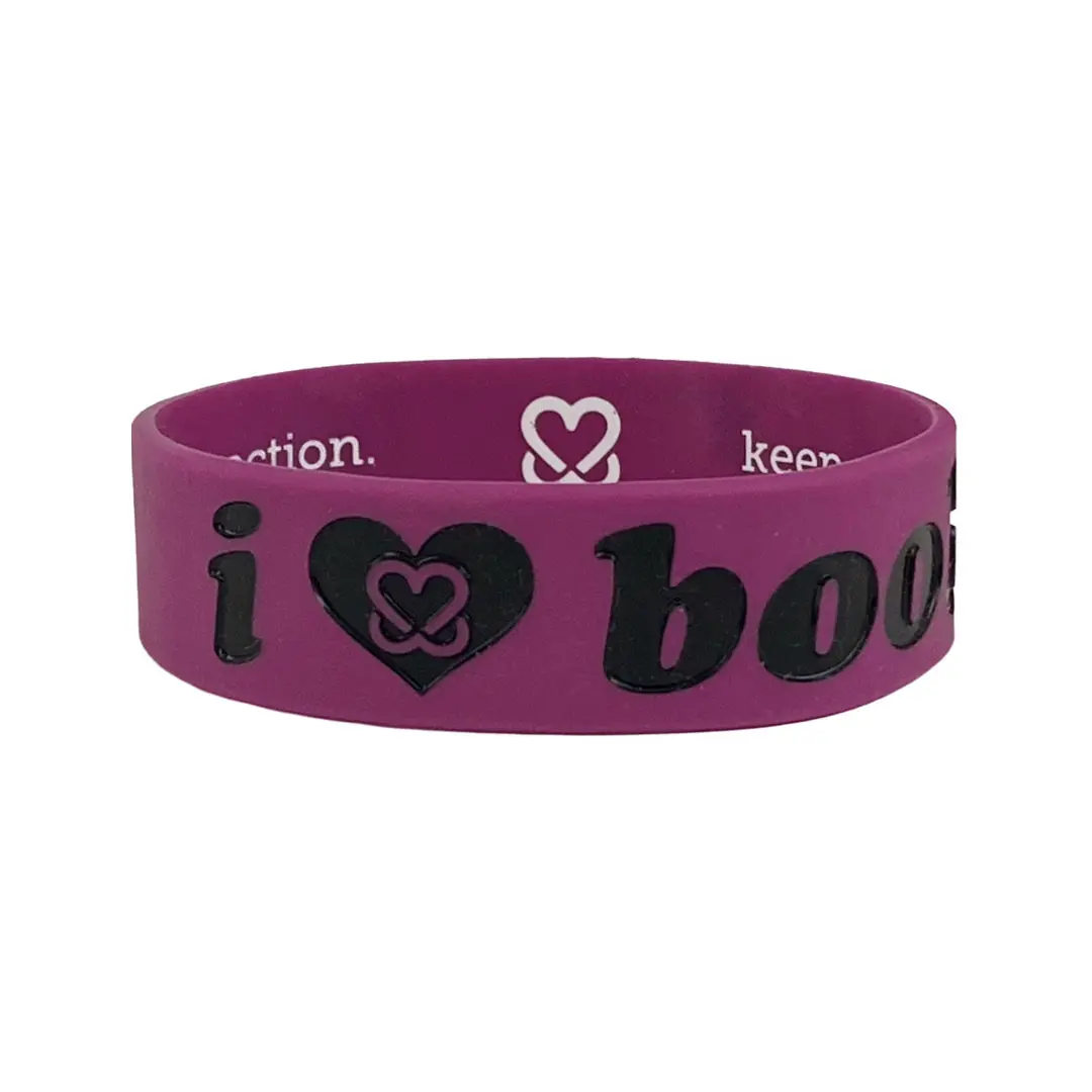i love boobies! Classic Bracelet - Eggplant (Purple / Black)