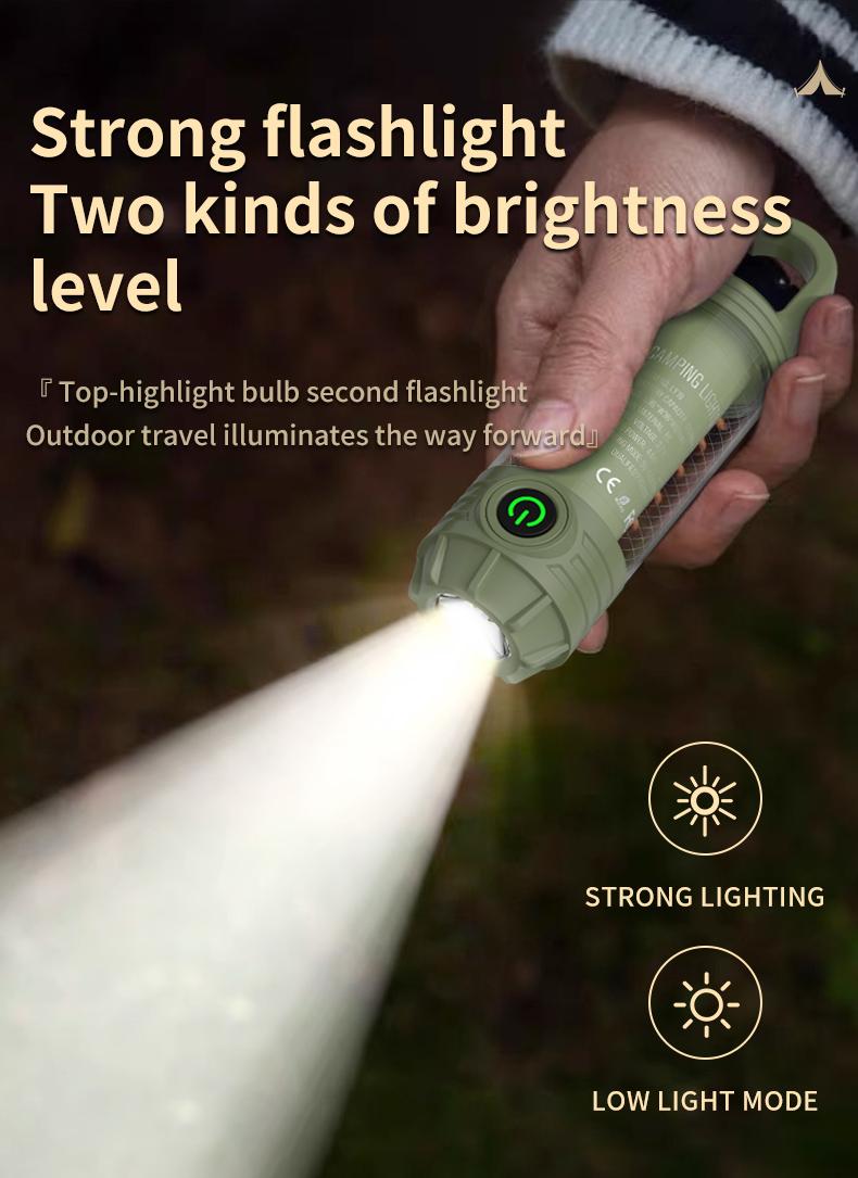 Portable LED Camping Light with Keychain & Hook, Multi-Color Mini Flashlight, Outdoor Atmosphere Lamp for Camping & Hiking
