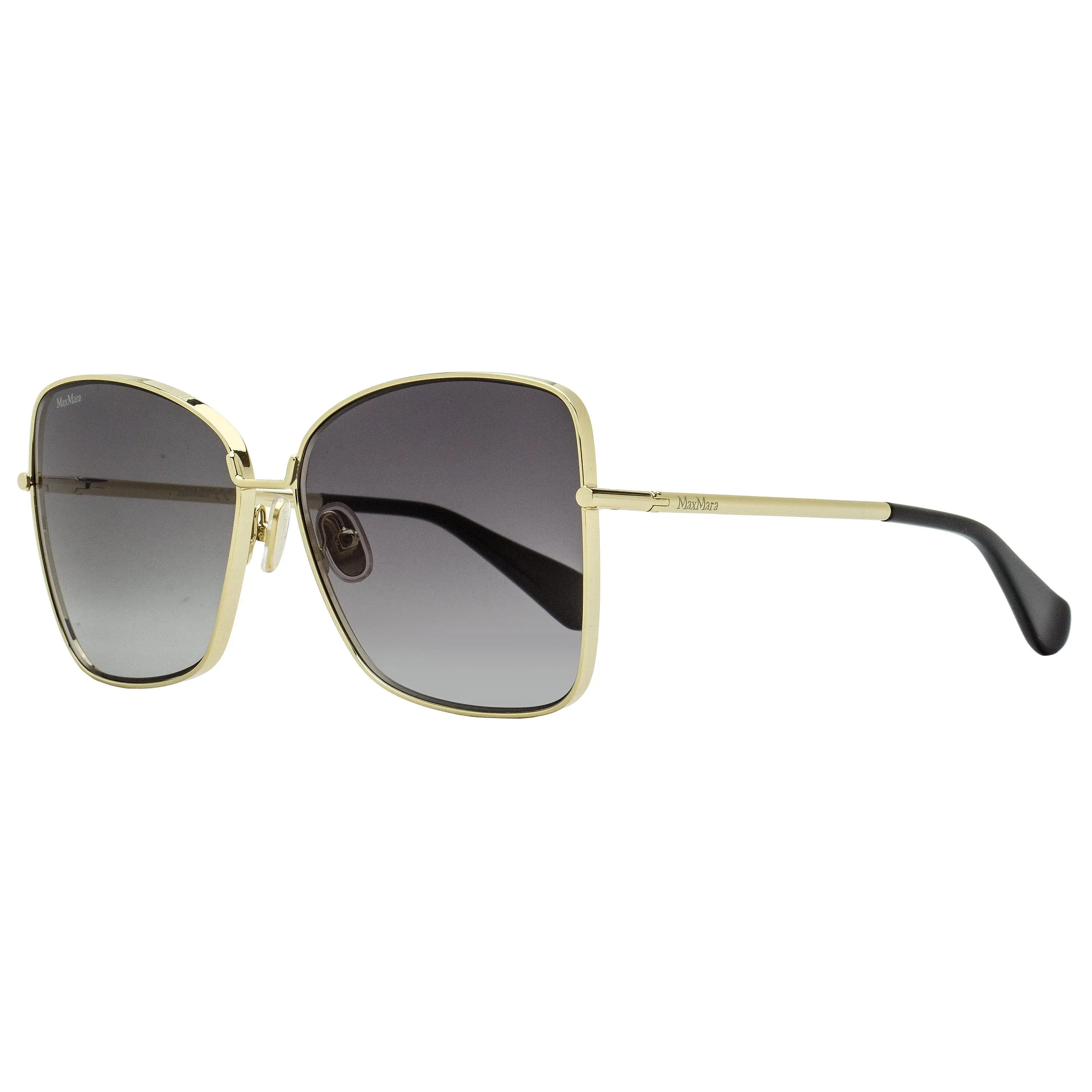 Max Mara Menton1 Luxury Fashion Butterfly Sunglasses MM0097 - 32B Gold-Accented Gold/Black, 59mm, Italian Look Chic Women's Sunglasses, Gold Accented Women's Sunglasses