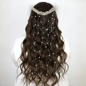 Pearl Wedding Hair Vine with Crystal Beads - Elegant Bridal Headpiece for Long Hair - Trending Romantic Hair Jewelry for Bride