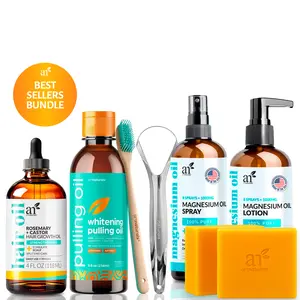ArtNaturals Favorites Bundle - 4 Essentials in One Kit - Magnesium Oil Duo, Rosemary + Castor Hair Oil, Kojic Acid Soap, Oil Pulling Kit - TikTok Loved, Cruelty Free, Plant Based Ingredients