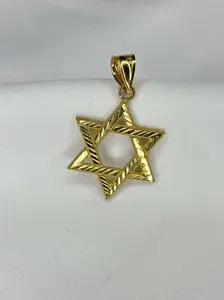Estrella de David in Real 10k Solid Gold Intricate Design Authentic Pendant