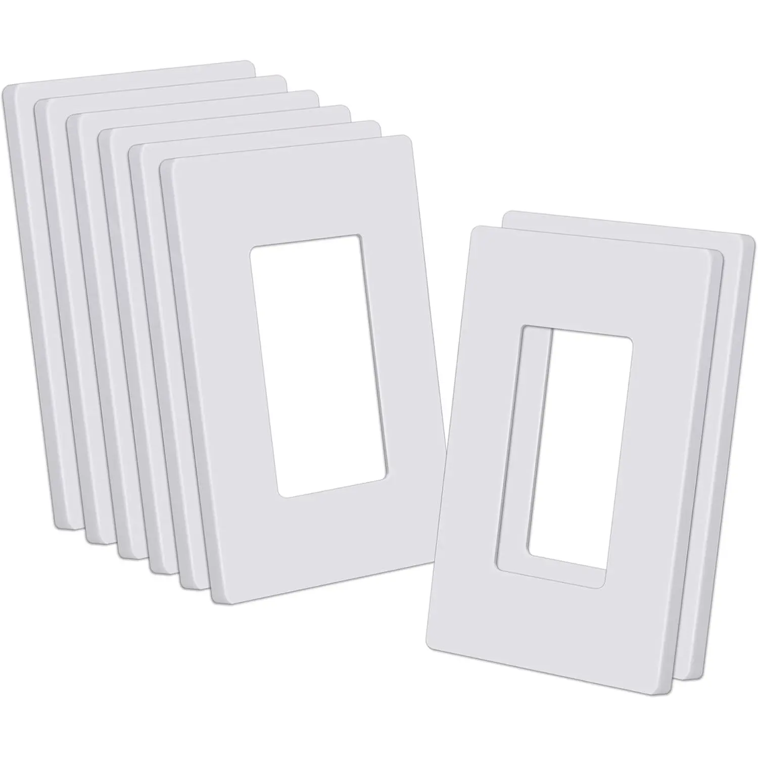 Decorator Screwless Wall Plate, 1-Gang Receptacle Outlet Cover, 8 Pack  Screw Smooth   Plates, Standard Size 2.91"x4.68", UL Listed, White
