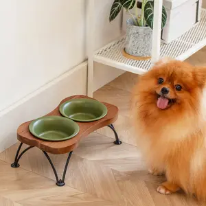 Ceramic Elevated Pet Bowl with Stand - Non-Slip Anti-Spill Cat Dog Dishes for Neck Support, Dishwasher Safe Slow Feeder for Large Medium Dogs Puppies