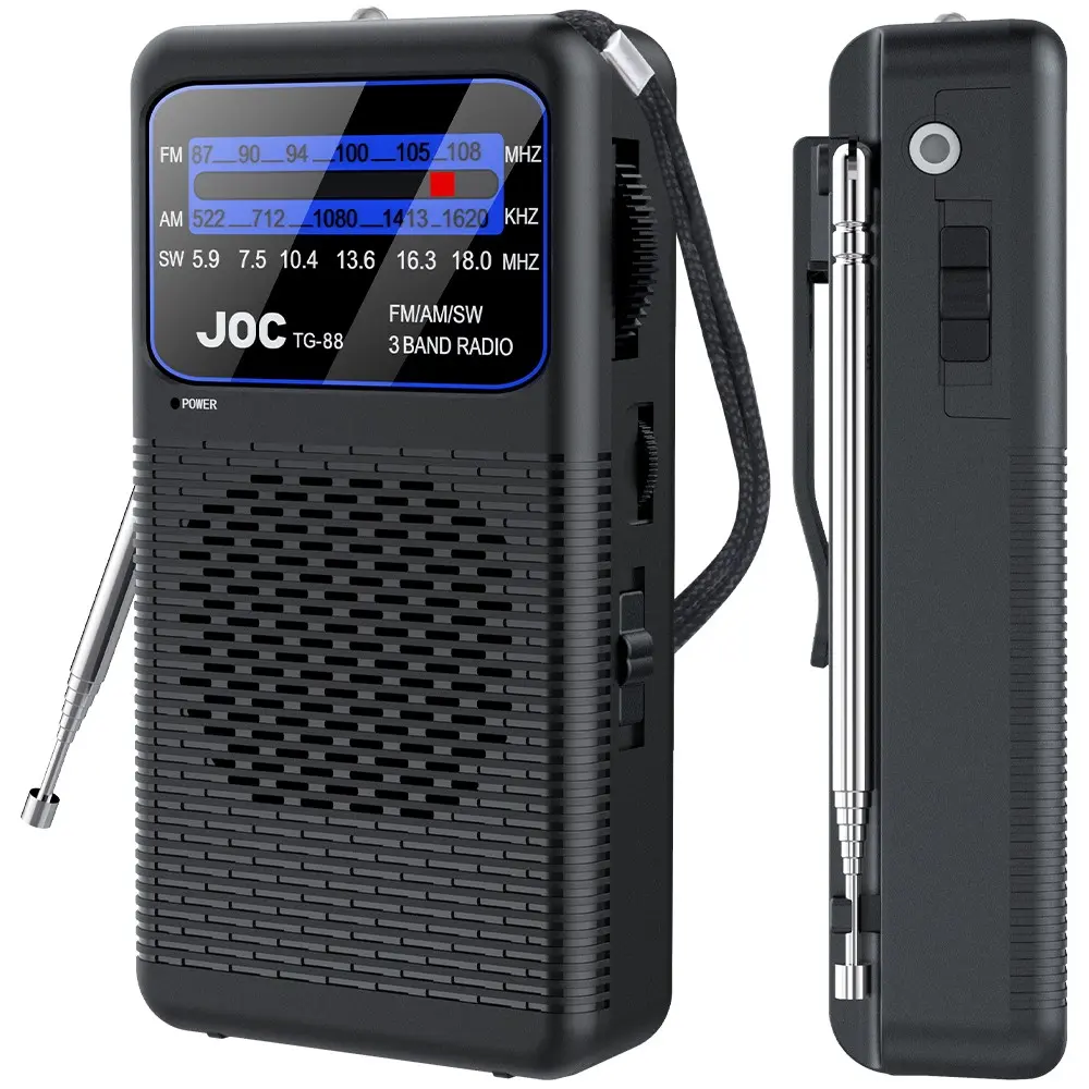 Portable Compact Durable Radio AM FM SW, Battery Operated Radio with Tuning Light, Back Clip, Excellent Reception Clear Speaker With 3.5mm Headphone Jack LED Lighting For Elderly, AM FM SW Radios Portable, Transistor Radios, Multifunctional Radio